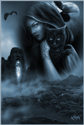 Gif animé gothique femme chat